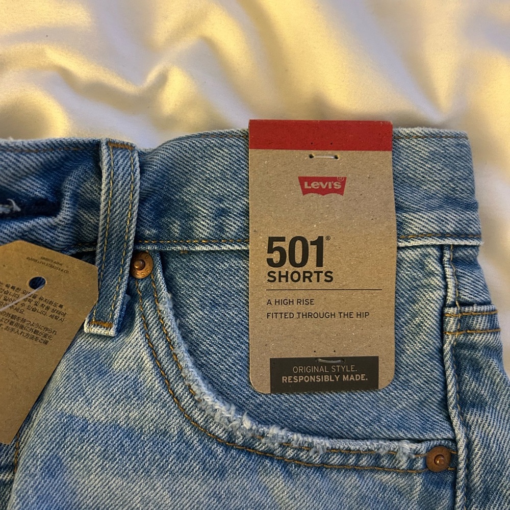 Levi's Light Blue 501 Denim Shorts